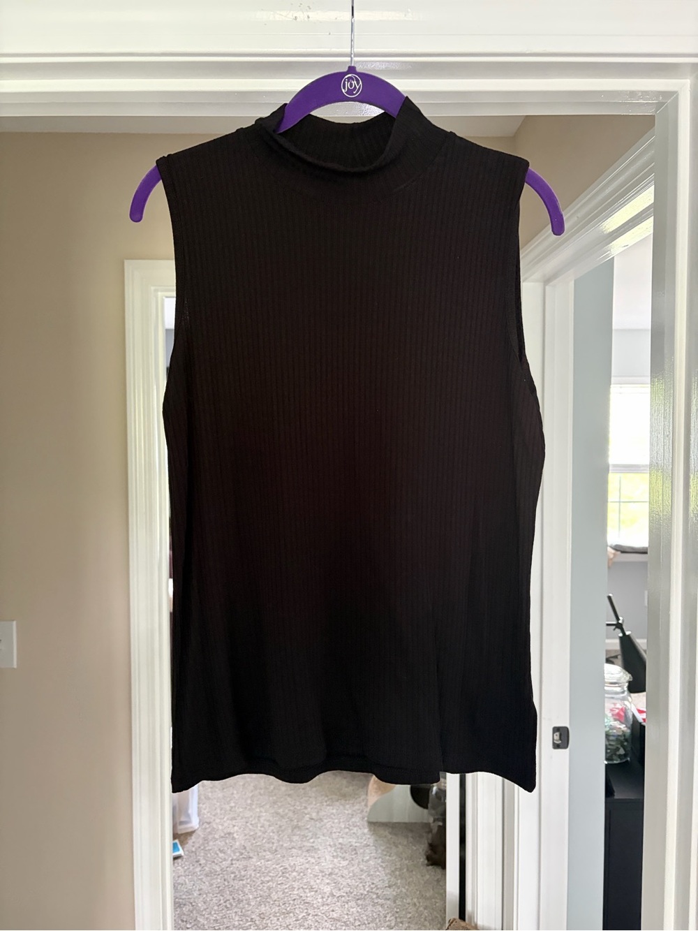Rachel Zoe Black Sleeveless Mock Neck Ribbed Tank